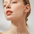 thumbnail image 3 of Moonstone Earrings 925 Sterling Silver Round Synthetic Moonstone Stud Earrings Moonstone Jewelry for Women Hypoallergenic Earrings for Sensitive Ears,blue+platinum, 3 of 8