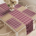 thumbnail image 2 of Ambesonne Grid Table Runner & Placemats, Simplistic Mesh Graphic Art, Placemat 4 pcs + Runner 16"x72", Mauve Taupe Champagne, 2 of 2