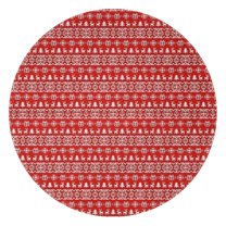 Red Christmas Folk Pattern Round Blanket,Comfortable Soft Flannel Throw Blanket,All Season,Warm Lightweight Blankets for Sofa Bed Couch Living Room Chair 47"x47"