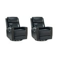 thumbnail image 5 of 14 Karat Home Genuine Leather Swivel Rocker Recliner Set of 2, Manual Glider Recliner Chair, Modern Home Theater Lounge Sofa Armchair for Living Room Bedroom Navy, 5 of 10