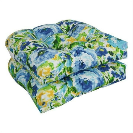 

19 in. U-Shaped Patterned Spun Polyester Tufted Dining Chair Cushions Lesandra Sunblue - Set of 2