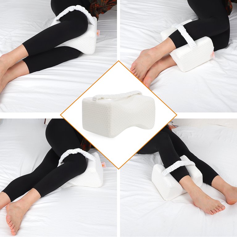 Unique Bargains Memory Foam Knee Support Pillow for Sleeping White Black 