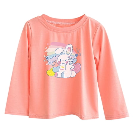 CYRBOKO Toddler Girls Sweatshirts Loose Cotton Printed Casual Long Sleeve Tops Orange Size 2-3 T