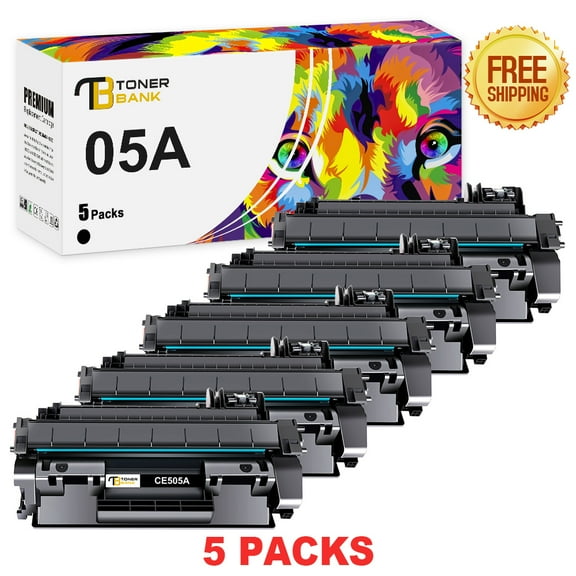 05A Toner Cartridge P2035 Black 5 Pack | With Chip Compatible for HP LaserJet 05A (CE505A) 05X CE505X P2055 P2035 P2035n P2055 P2055d P2055dn 2055dn P2055x Print Ink