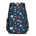 thumbnail image 2 of Football and Rugby Navy Pattern Backpack for School, Cute School Bag with Adjustable Shoulder Straps and Padded Back, 16.9"x12.6"x5.9", 2 of 5