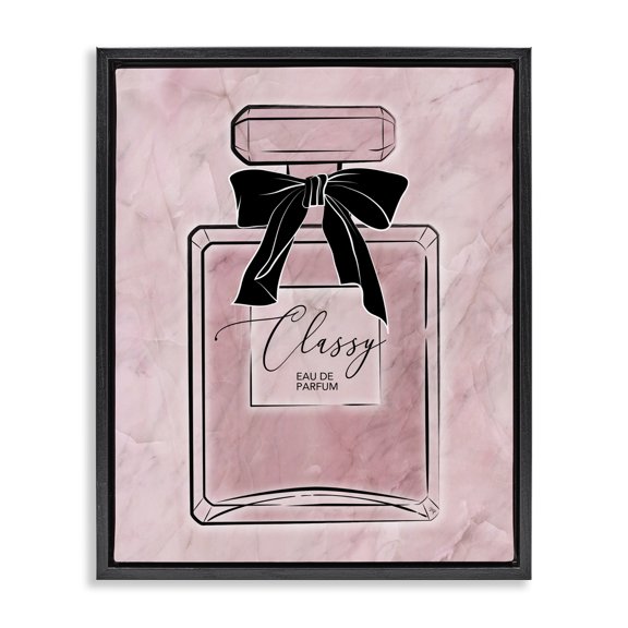 Stupell Industries Shabby Chic Classy Pink Perfume Black Floating Frame Canvas Art, 25 x 31, by Martina Pavlova