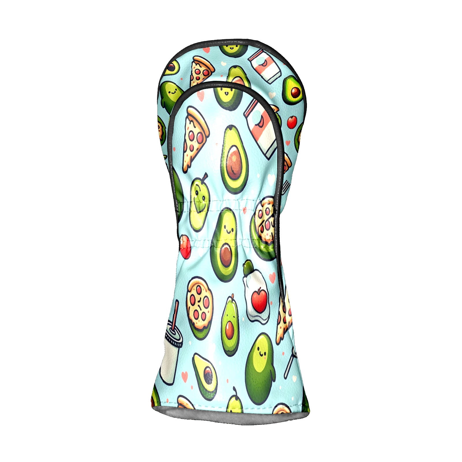 Golf Club Covers, Light Blue Avocado Pizza Premium PU Leather Driver Hybrid Putter Head Covers with Velvet Lining, Waterproof Golf Gifts for Men Women