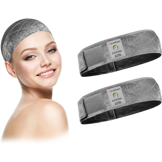 Temogu-gris Bande de Préhension pour Perruques, Bandeau Réglable Gris, 2 Pcs