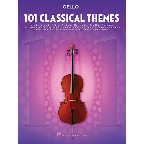 101 Classical Themes Cello Sheet Music Essential Repertoire for Cello Players Solo Instrumental Folio with Classical Fav, (Paperback)