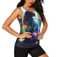 thumbnail image 2 of Haiem Cosmic Cat In Window Printed Women's Workout Tank Top, Quick-Dry Sleeveless Gym Shirt, Breathable Lightweight Athletic Top for Running, Yoga, and Casual Wear-Medium, 2 of 7