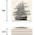 thumbnail image 3 of FMSHPON Nautical Ancient Aea Ship Set of 6 Coaster for Drinks, Absorbent Ceramic Stone Coasters Cup Mat with Cork Base for Home Kitchen Room Coffee Table Bar Decor, 3 of 4