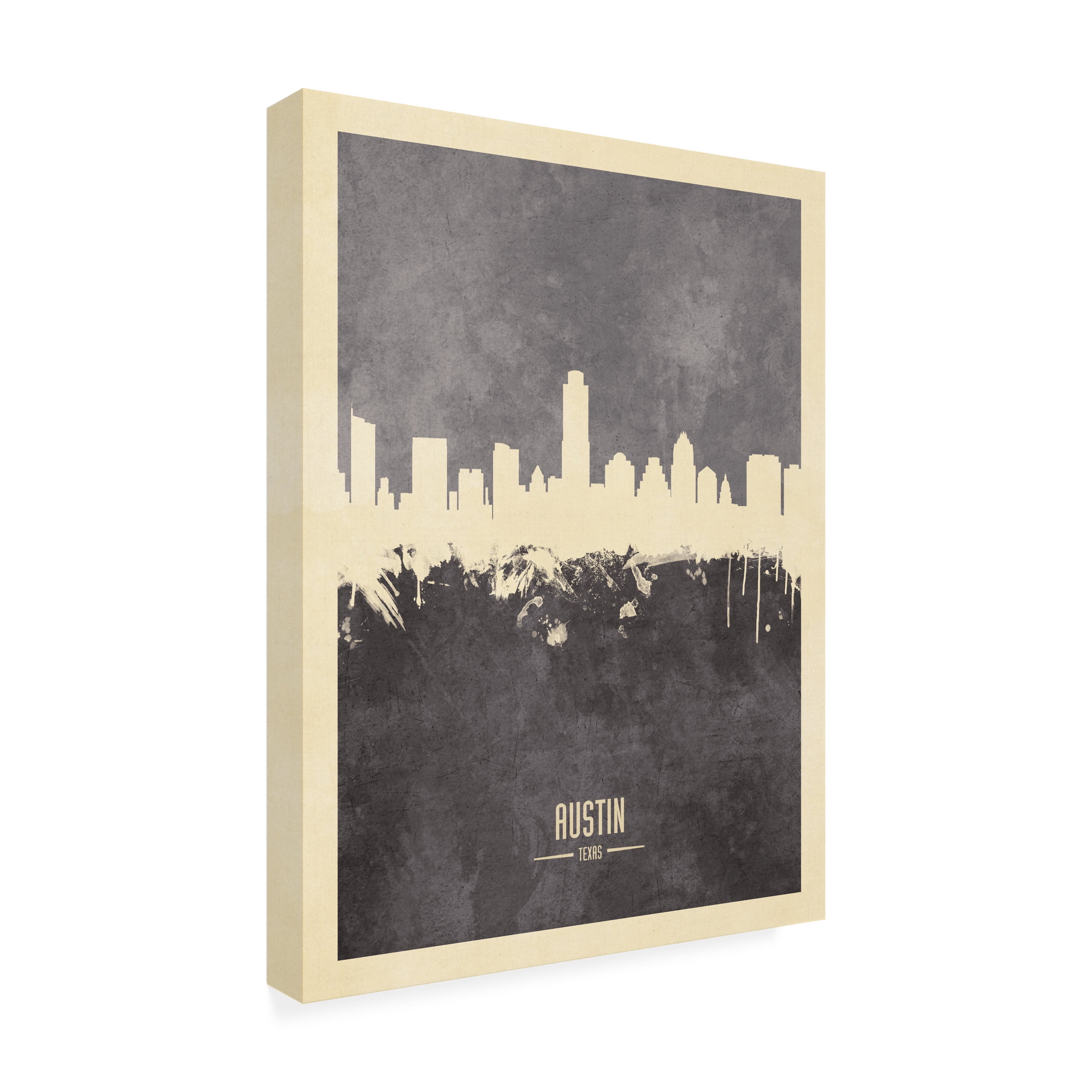 Michael Tompsett 'Austin Texas Skyline Gray' Canvas Art