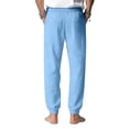 thumbnail image 3 of Zimjoy Mens Casual Linen Joggers Elastic Waist Drawstring Lightweight Summer Beach Yoga Trousers with Pockets, Light Blue XL, 3 of 3