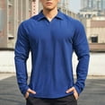 thumbnail image 2 of USNSM Men's Fashion Casual Knit Henley Shirts Dress Loose Velvet Long Sleeve Top Turndown Collar Quarter Button Pullover Shirts Blue XXL, 2 of 3