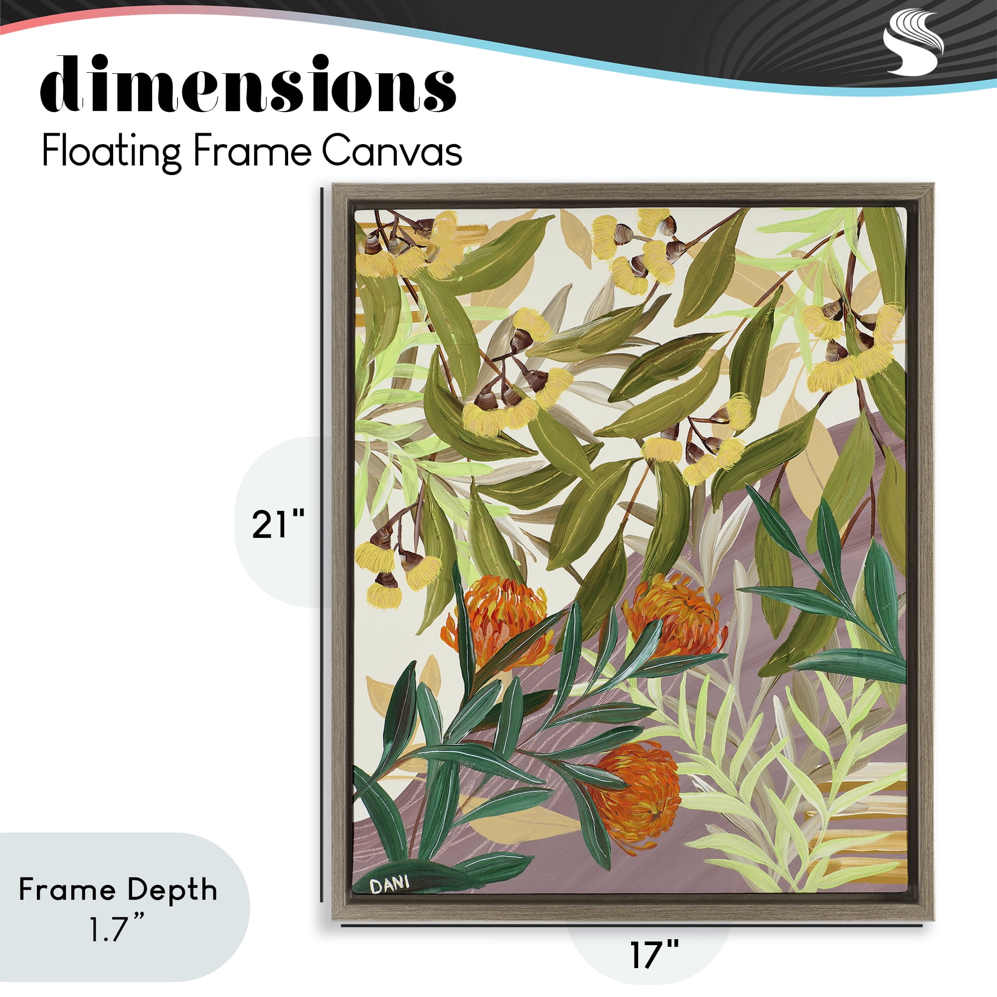 Stupell Industries Walk With Me Florals Brown Framed Floater Canvas Wall Art, design by Dani Heyward