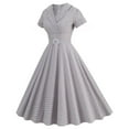 thumbnail image 1 of FcBaudy Robe Mi-Mollet à Manches Courtes et Col Rond, Robes d'Été pour Femmes, Robes pour Femmes Robe Rétro à Carreaux Imprimée pour Fête avec Nœud, Robe à Carreaux à Manches Mi-Longues, Robes de Cocktail, Robes Extensibles, Robe pour Femme, 1 of 8