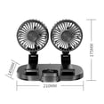 thumbnail image 4 of yeacher Dual Head 12V/24V USB Car Fan with 360° Rotation, 2-Speed Adjustable, Foldable Design for Front/Rear Seat Cooling, Quiet Operation, Black/White Options, FL-111-USB, 4 of 6