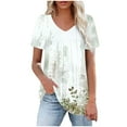 thumbnail image 2 of ALLLIST V Neck Womens Tops Short Sleeve Pleated Blouse Floral Summer White Pullover Clothing for Women, 2 of 4