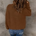 thumbnail image 4 of ManxiVoo Long Sleeve Quarter Zip Turtleneck Pullover Sweater for Women Cozy Comfortable Everyday Wear L Size Coffee, 4 of 7