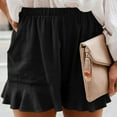 thumbnail image 2 of Womens Summer Shorts Casual Solid Color Elastic Waist Ruffles Short Pants Ladies Plus Size Loose Beach Shorts, 2 of 8