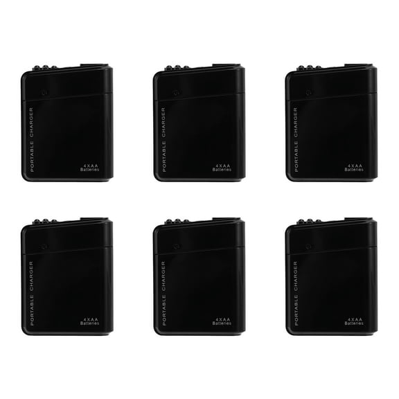 6pcs Black 4X AA Battery Portable Emergency Power Charger USB for Cell Phone