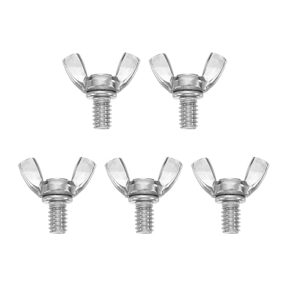 Uxcell 5 Pack 1/4-20" x 3/8" Wing Butterfly Screw Bolts, 304 Stainless Steel Machine Fastener, Thumb Hand Screws for Electronic Equipment, Silver Tone
