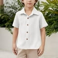 thumbnail image 3 of Mgmyaa Boys Button Down Shirts Kids Short Sleeve Collared Blouses Casual Tops with Pockets, 3 of 8