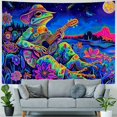 thumbnail image 4 of ONETECH Frog Tapestry, Fantasy Neon Funny Frog Guitar Mountain Plant Floral Art Tapestries, Cool Galaxy Space Glow in the Dark Tapestry for Bedroom Decor, 4 of 6