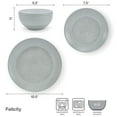 thumbnail image 3 of Pfaltzgraff Felicity 12 Piece Stoneware Dinnerware Set Gray, 3 of 5