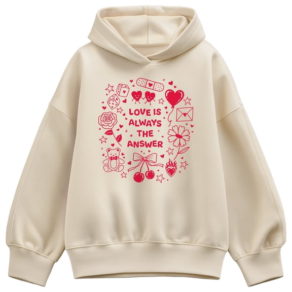 Instant Message - Love is Always the Answer - Women's Oversized Fleece Hoodie Sweatshirt