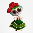 thumbnail image 3 of CafePress - El Dia De Los Muertos Skeleton Girl Baseball Jerse - Cotton Baseball Jersey, 3/4 Raglan Sleeve Shirt, 3 of 4