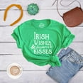 thumbnail image 4 of Womens Green Wishes and Shamrock Kisses T Shirt Funny St Saint Patricks Day Tee Womens Graphic Tees, 4 of 9