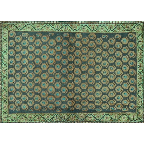 Ahgly Company Indoor Rectangle Persian Turquoise Blue Traditional Area Rugs, 2' x 4'