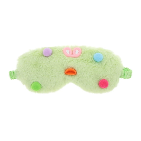 Unique Bargains 1 Pc Portable Funny Strap Eye Mask for Travel Green Fleece