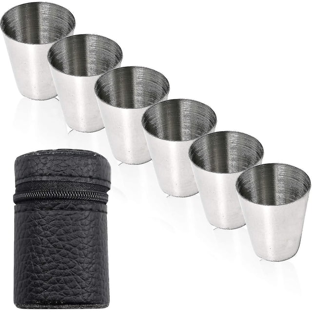 Juego de tazas para beber de acero inoxidable de 7 piezas, taza para barman, vasos de chupito, copa de vino portátil