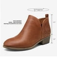 thumbnail image 3 of Vepose Women's Ankle Boots Low Heels Chunky Cutout Booties Perforated Western Shoes, Red Brown, 08, 3 of 7