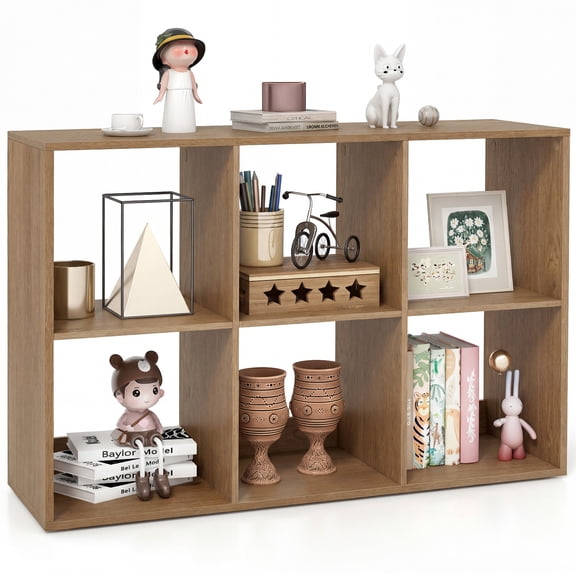 Giantex 6-Cube Bookcase with Open Compartments and Anti-Toppling Kits Brown