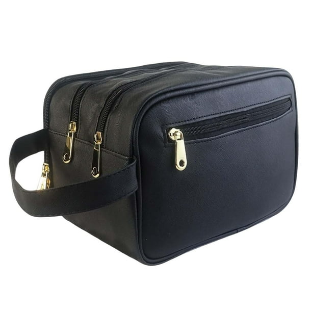 Beloving Multifunctional Pu Leather Travel Toiletry Bag Water Resistant Shaving Bag For Black 28cmx15cmx18cm