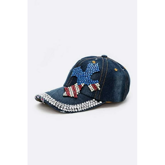 USA Flag Color Cross Denim Cap
