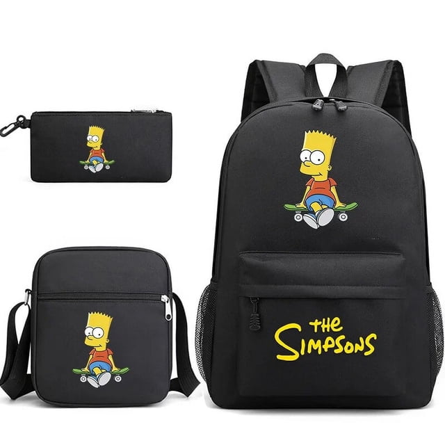 3pcs Disney Funny The Simpsons Bookbag Kids Backpack Boys Girls School bags Shoulder Bag Set Daily Backpacks Mochilas