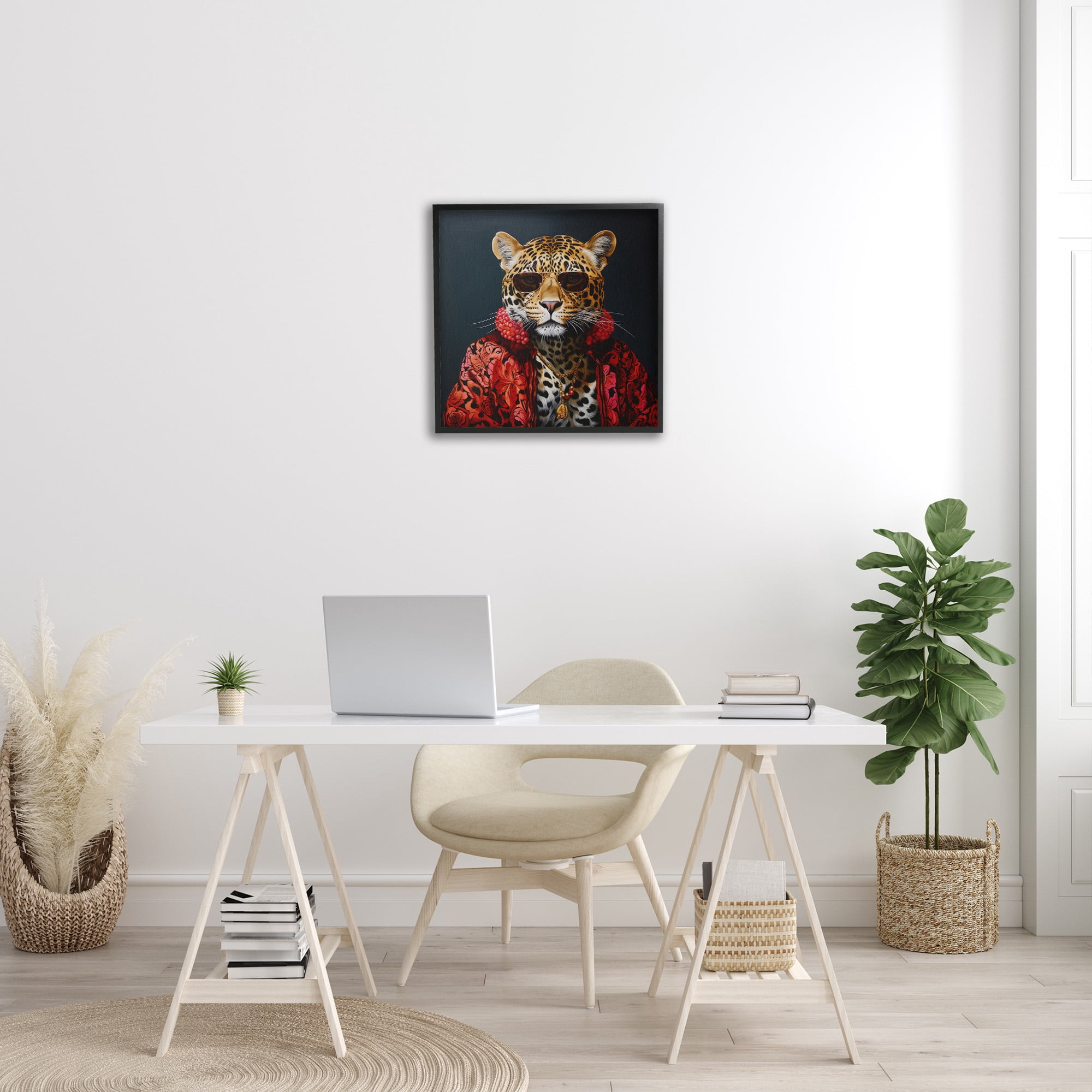 Stupell Industries Trendy Leopard Fashion Animals & Insects Painting Black Framed Art Print Wall Art, 24 x 24