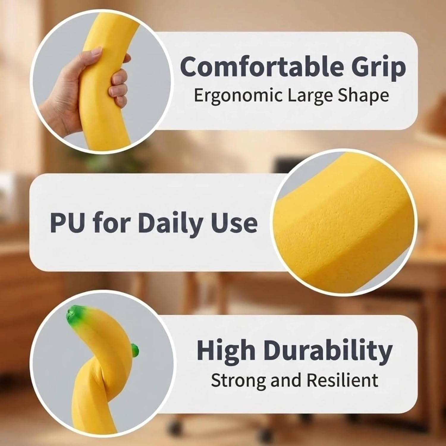 Banana Squishies Toys, Squeeze Ball Sensory Toys for Adult Novelty Bananas Anxiety Relief (Yellow, Big)