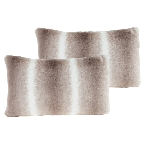 Somerset Home Set of Two 11x19 Plush Lumbar Pillows and Covers (Sandy Gray)