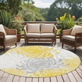 thumbnail image 5 of Yellow Grey Chrysanthemum Round Rugs 6ft, Farmhouse Botanical Floral Modern Non Slip Washable Rug Runner, Low Pile Indoor Floor Carpet Mat Bathroom Rugs for Living Room, Bedroom, Kids Room, 5 of 9