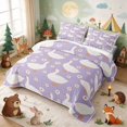 thumbnail image 3 of Erosebridal Goose Bed Spread Queen for Girls, Purple Daisies Queen Coverlet Set, 3pcs 1 Quilt and 2 Pillowcases, 3 of 7