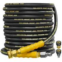 4200PSI Pressure Washer Hose 50FT with 3/8" Swivel Quick Connect for Cold/Hot Water, Kink Resistant Steel Wire Braided, Wear Resistant Power Washer Hose with 2 M22 14mm Adapter Set