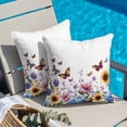 thumbnail image 4 of Retro Florals Throw Pillow Cover Sunflower Daisy Butterflies Country Pastoral Cotton Linen Cushion Cover Throw Pillow Case with Invisible Zipper for Couch Sofa Bed Chair Car 24x24 Inch, 4 of 9