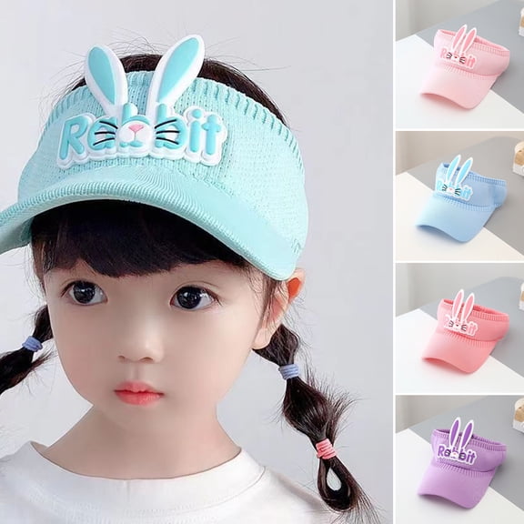 Waroomhouse Kids Baseball Hat Empty Top 3D Rabbit Ears Lovely Sun Protection Polyester Summer Hat Beach Sun Visor Hat Outdoor Supply