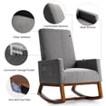 thumbnail image 4 of Topbuy Upholstered Armchair Rocking Chair High Back for Living Room Gray, 4 of 7