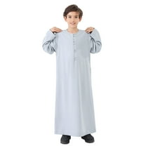 Arabic Thobe Long Sleeve Kaftan Robe - Embroidered National for Teenage Boys Children's Wear